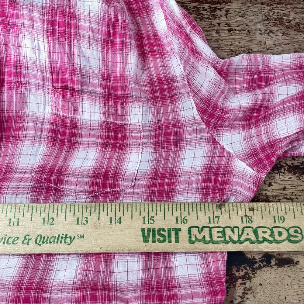 Soft Surroundings Shirt Womens XS Pink Plaid Button Front Western - Picture 6 of 7